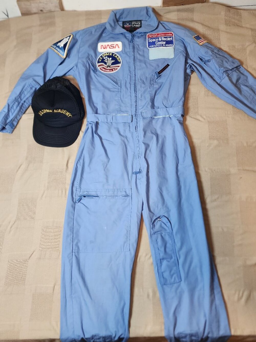 Vintage US Space Camp Flight Suit ADULT SM NASA Space Shuttle Jumpsuit 90s w/Hat